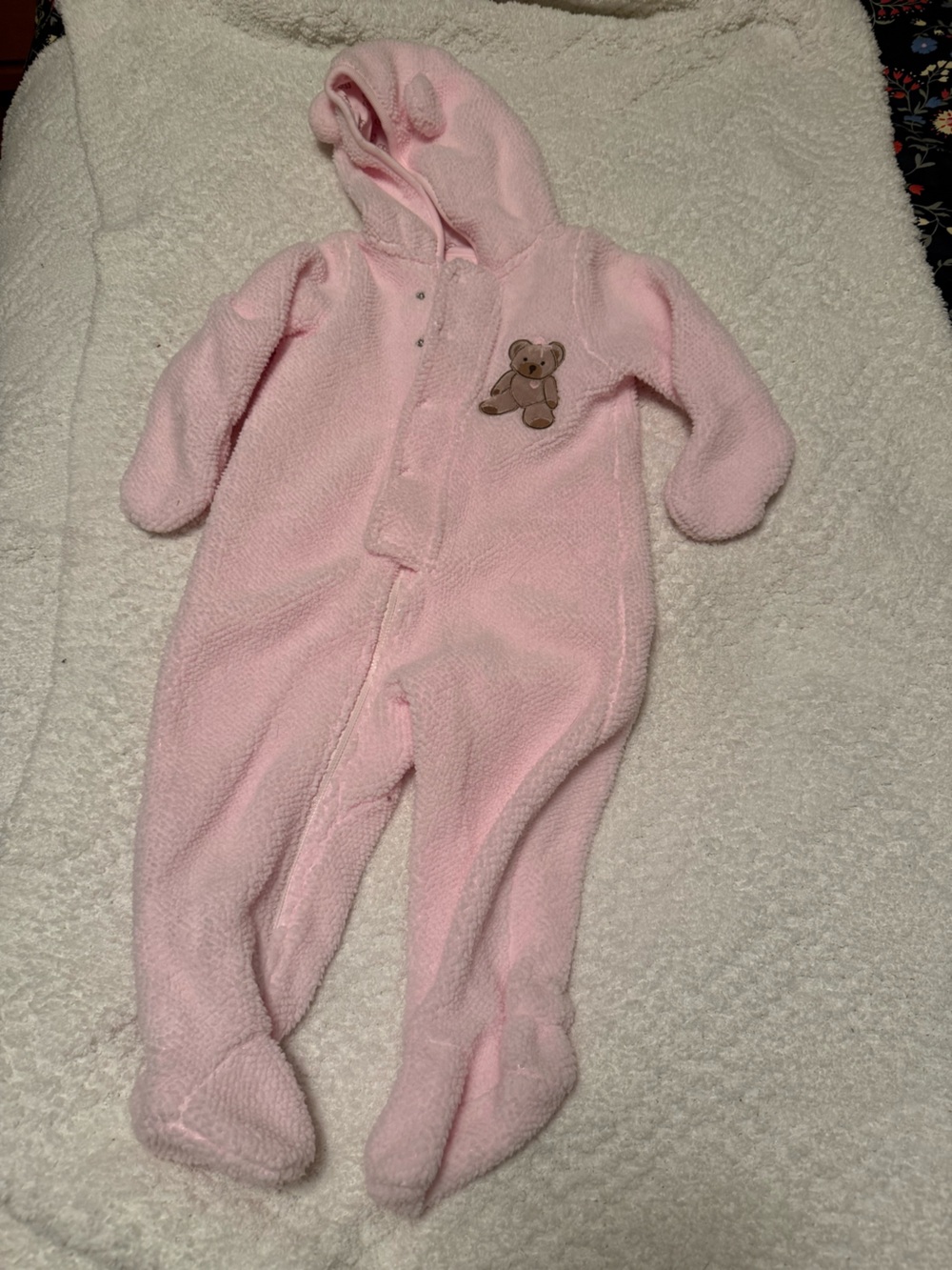 Kids Pink Teddy Fleece One-Piece snow suit